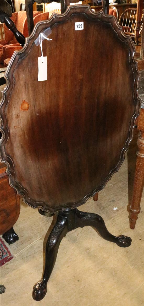 Georgian mahogany table with oval piecrust top(-)